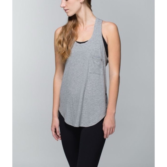 Lululemon Tops - Lululemon Yogi Racer Back Tank Top Grey